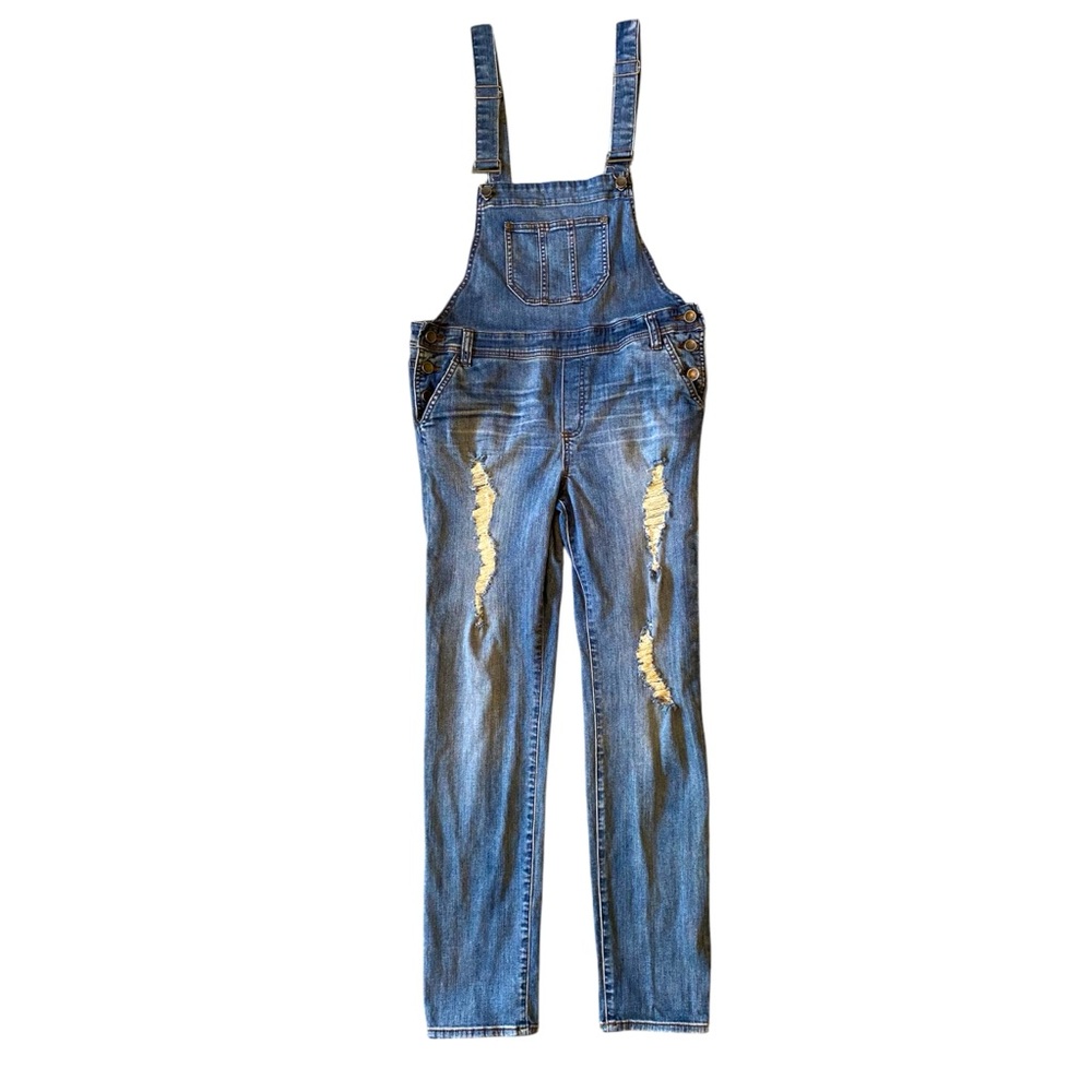 Kut of the Kloth Women’s Emma Denim Jeans Bib Overalls Size 2 Blue stressed Boho